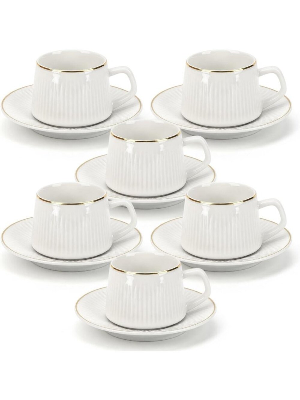 Set of 6 Ceramic Coffee Mugs, 3.5 Oz Tea Cups for Latte, Tea, Cocoa - Dishwasher